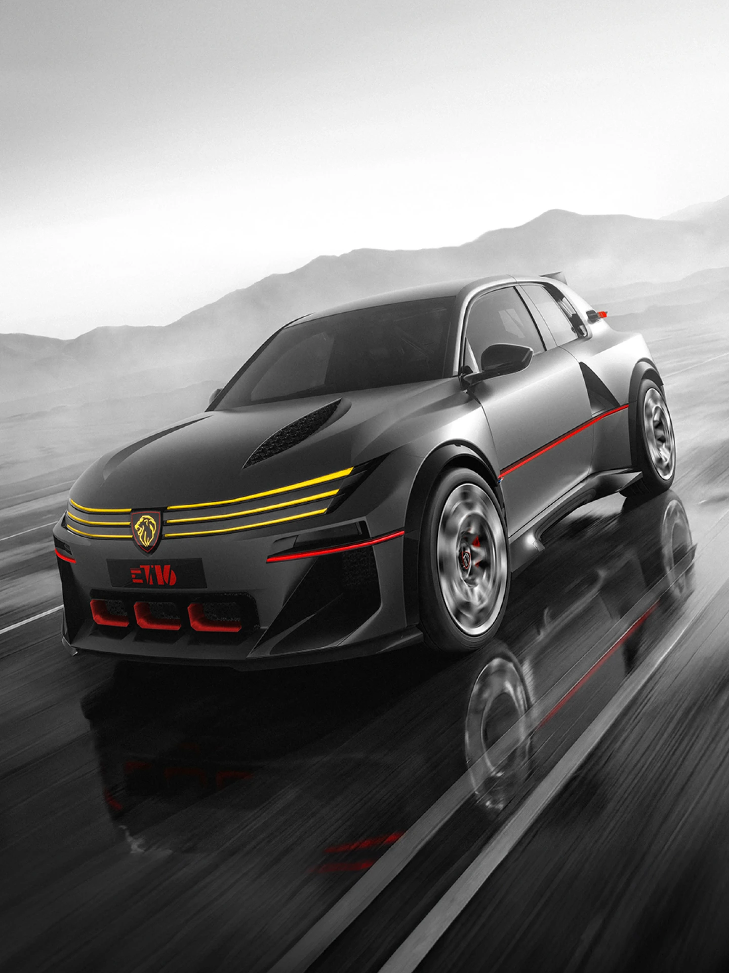 PEUGEOT E‑T16 Concept, atletyczna i elegancka sylwetka nadwozia
