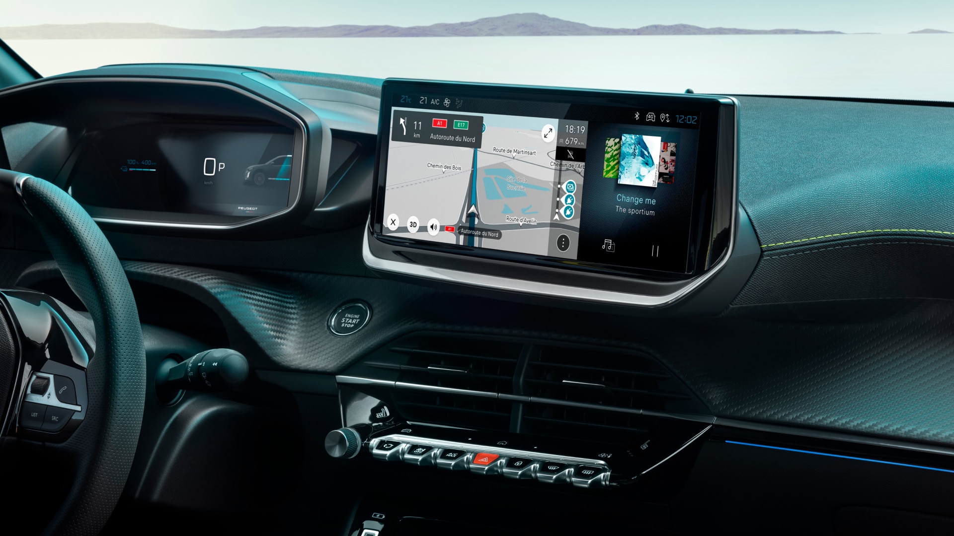 PEUGEOT 208 z napędem hybrydowym – ekran dotykowy