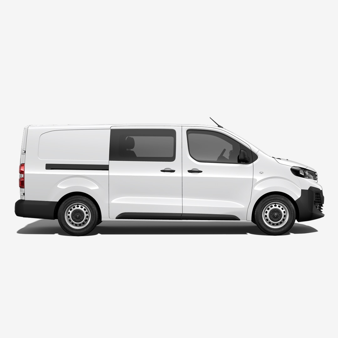 Furgon brygadowy PEUGEOT E‑Expert M i XL – widok z boku