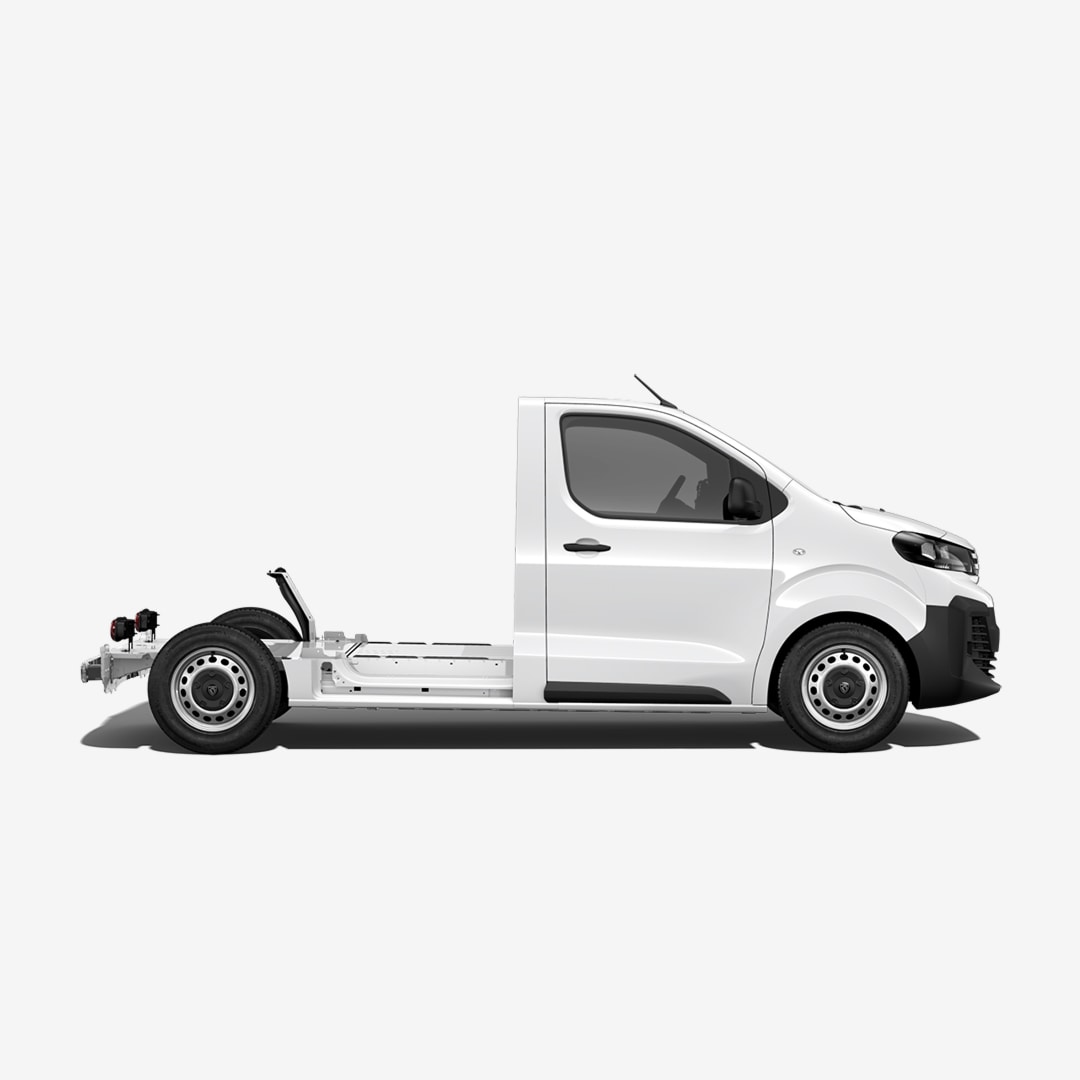 Platforma z kabiną PEUGEOT E‑Expert M – widok z boku